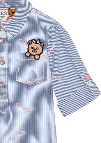 GUESS baby-girls Long Sleeve Poplin Stripped Shirt and Jersey Stretch Leggings 2 Piece Set in Saudi Arabia