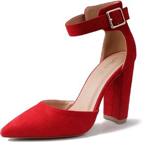 NinetinGel High Heels.Chunky Heel Pointed Closed Toe Pump Shoes,Party Wedding Fashion Shoes,Gifts for Women