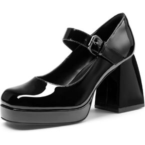 أحذية نسائية من DREAM PAIRS عالية مكتنزة بمقدمة مغلقة وكعب مربع من ماري جين بكعب مربع وأحذية بكعب مربع وحفلات الزفاف in Kuwait