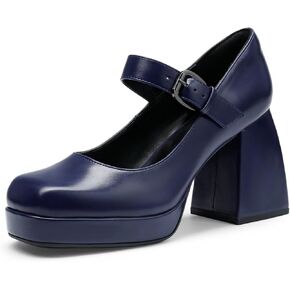 DREAM PAIRS Women's High Chunky Platform Closed Toe Mary Jane Block Heels Square Toe Strappy Dress Wedding Party Pumps Shoes
