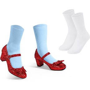 Red Shoes Red Dress Shoes for Women Glitter Heels Girls' Costume Footwear Princess Shoes for Yellow Brick Road with Socks in Saudi Arabia