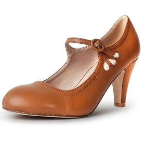 J. Adams Pixie Mary Jane Shoes Women Oxford Pumps - Cute Low Kitten High Heels - Retro Vintage Shoes for Women 1950s Mary Janes Round Toe Shoe with Ankle Strap - Women Dress Shoes in Saudi Arabia