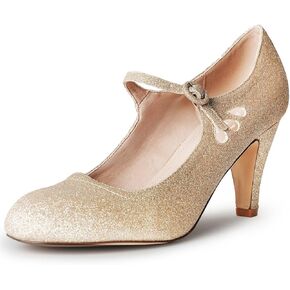 J. Adams Pixie Heels for Women - Retro Mary Jane Pumps with Teardrop Cutout