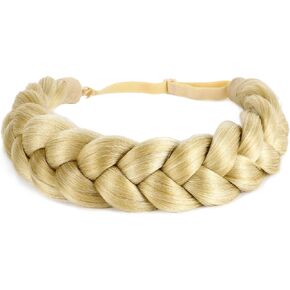 Bohemian Braided Headband Oversized Classic Wide Braids Adjustable Elastic Strap Synthetic Wig Headband Women's Braids Beauty Accessories (Beach Color)