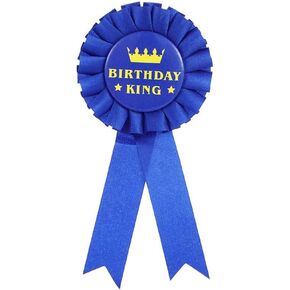 Birthday King Ribbon,Satin Fabric Birthday Men Tinplate Badge Pin,Happy Birthday Boy Party Button Pins,Boy Brooches(Black-Glod)