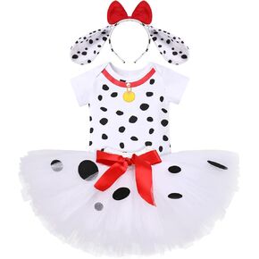 IBTOM CASTLE Dalmatian Dog 1st Birthday Baby Girls Outfit Paw Print Romper+Tutu Skirt+Dog Ears Princess for Kids Photo Shoot in Saudi Arabia