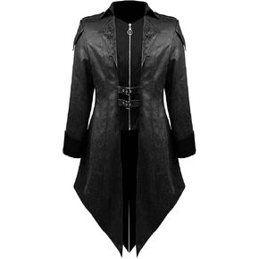 ZNZHKR Mens PU Leather Steampunk Jacket Medieval Gothic Victorian Vampire Coat in Kuwait