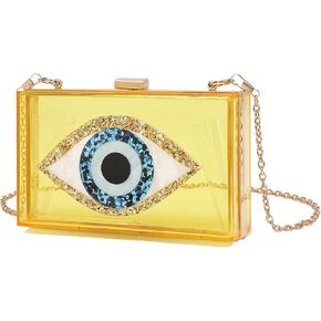 LETODE Clutch Purses for Women-Evil Eye Acrylic Clutch Glitter Purse Evening Bag Chain Shoulder Crossbody Handbags