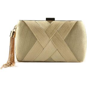 Women's Elegant Tassel Pendant Silk Evening Bag Clutch Purse for Bride Wedding Prom Night Out Party