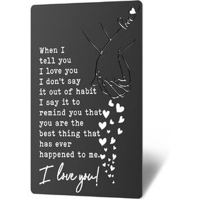 Anniversary Card Gift for Husband Engraved Gift for Him Boyfriend Hubby Valentine's Day Deployment Gifts Long Distance Relationship Gift for Him When I Say I Love You More Insert Card (Black) XCD20