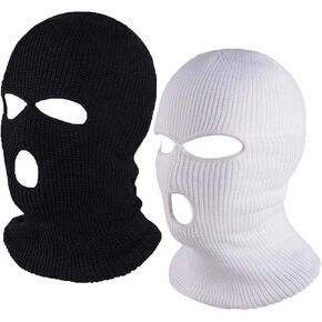 2 Pieces 3 Hole Knitted Face Cover Double Thermal Windproof Winter Ski Mask for Outdoor Sports