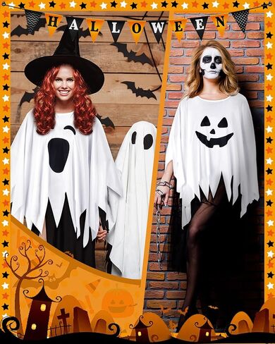 Xuhal 5 قطع من معطف الهالوين الشبح للبالغين بو بونشو أزياء الهالوين للرجال والنساء، 53 بوصة in Kuwait