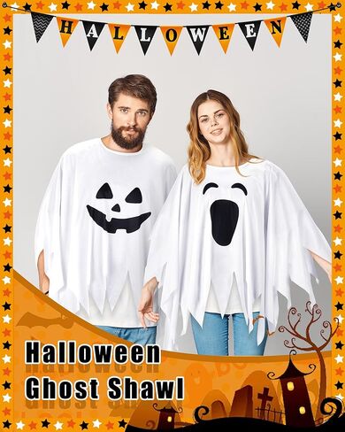 Xuhal 5 قطع من معطف الهالوين الشبح للبالغين بو بونشو أزياء الهالوين للرجال والنساء، 53 بوصة in Kuwait