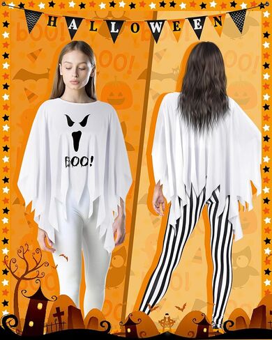 Xuhal 5 قطع من معطف الهالوين الشبح للبالغين بو بونشو أزياء الهالوين للرجال والنساء، 53 بوصة in Kuwait