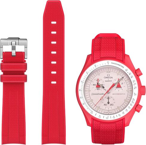 عصابات Stanchev لساعة Moonswatch، منحني لا فجوة حزام سيليكون ناعم لأوميغا X سواتش Moonswatch Speedmaster ساعة 20 مم، سواتش أوميغا Moonswatch Speedmaster ساعة استبدال حزام الرجال النساء in Kuwait