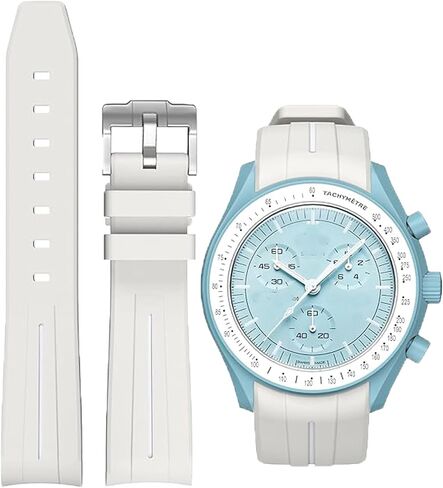 Niziruoup حزام مطاطي لأوميغا x سواتش MoonSwatch Speedmaster/ساعة رولكس/ساعة SEIKO 20 مم، منحني بدون فجوة قسط ناعم متين من المطاط الأصلي سوار بديل للرجال والنساء in Kuwait