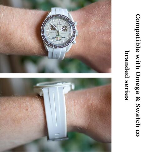 Niziruoup حزام مطاطي لأوميغا x سواتش MoonSwatch Speedmaster/ساعة رولكس/ساعة SEIKO 20 مم، منحني بدون فجوة قسط ناعم متين من المطاط الأصلي سوار بديل للرجال والنساء in Kuwait