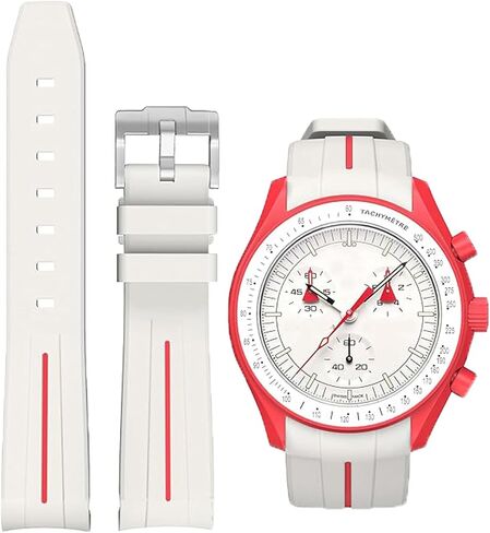 Niziruoup حزام مطاطي لأوميغا x سواتش MoonSwatch Speedmaster/ساعة رولكس/ساعة SEIKO 20 مم، منحني بدون فجوة قسط ناعم متين من المطاط الأصلي سوار بديل للرجال والنساء in Kuwait