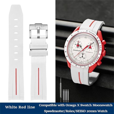 Niziruoup حزام مطاطي لأوميغا x سواتش MoonSwatch Speedmaster/ساعة رولكس/ساعة SEIKO 20 مم، منحني بدون فجوة قسط ناعم متين من المطاط الأصلي سوار بديل للرجال والنساء in Kuwait