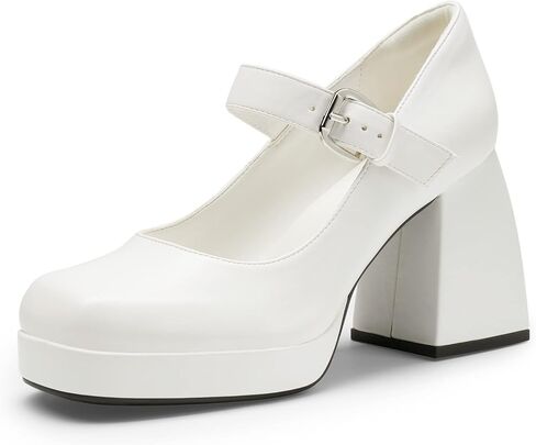 DREAM PAIRS Women's Mary Jane Platform Chunky High Heels | Square Toe Strappy Dress Wedding Party Pumps Shoes with 3.7" Heel, Padded Comfort, and All-day Stability in Saudi Arabia