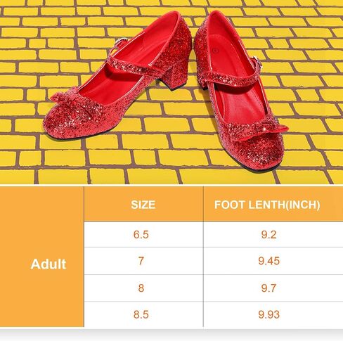 Red Shoes Red Dress Shoes for Women Glitter Heels Girls' Costume Footwear Princess Shoes for Yellow Brick Road with Socks in Saudi Arabia