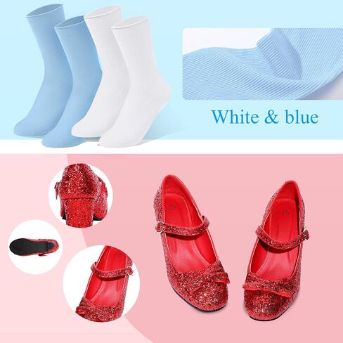 Red Shoes Red Dress Shoes for Women Glitter Heels Girls' Costume Footwear Princess Shoes for Yellow Brick Road with Socks in Saudi Arabia