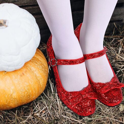 Red Shoes Red Dress Shoes for Women Glitter Heels Girls' Costume Footwear Princess Shoes for Yellow Brick Road with Socks in Saudi Arabia