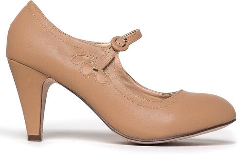 J. Adams Pixie Mary Jane Shoes Women Oxford Pumps - Cute Low Kitten High Heels - Retro Vintage Shoes for Women 1950s Mary Janes Round Toe Shoe with Ankle Strap - Women Dress Shoes in Kuwait