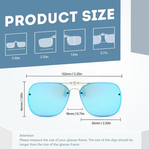 Long Keeper Clip On Sunglasses - Polarized Clip-on Flip Up Sunglasses for Women Men Driving Fishing Sunglasses Over Glasses in Kuwait