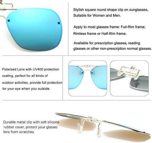 Long Keeper Clip On Sunglasses - Polarized Clip-on Flip Up Sunglasses for Women Men Driving Fishing Sunglasses Over Glasses in Kuwait