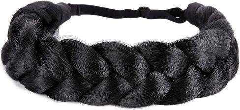 Bohemian Braided Headband Oversized Classic Wide Braids Adjustable Elastic Strap Synthetic Wig Headband Women's Braids Beauty Accessories (Beach Color) in Saudi Arabia