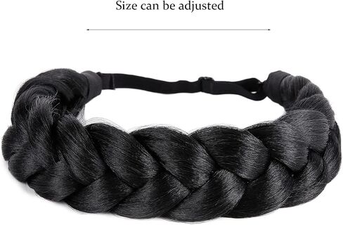 Bohemian Braided Headband Oversized Classic Wide Braids Adjustable Elastic Strap Synthetic Wig Headband Women's Braids Beauty Accessories (Beach Color) in Saudi Arabia