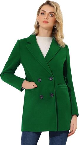 معطف شتوي نسائي ذو طية صدر السترة وحزام مزدوج وطويل متوسط ​​الطول in Kuwait