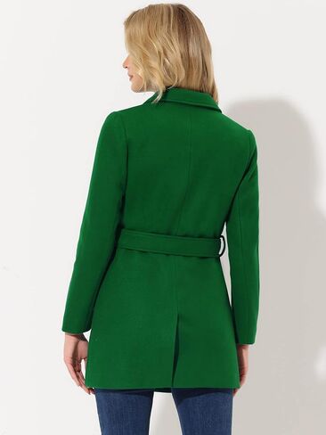 معطف شتوي نسائي ذو طية صدر السترة وحزام مزدوج وطويل متوسط ​​الطول in Kuwait