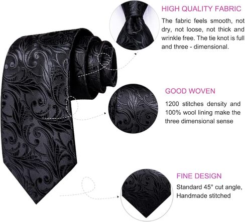 ربطات عنق Hi-Tie مقاس 63 بوصة و70 بوصة للرجال مجموعة ربطات عنق رجالية طويلة جدًا من الحرير وأزرار أكمام مربعة للجيب وربطة عنق بيزلي لحفلات الزفاف in Kuwait