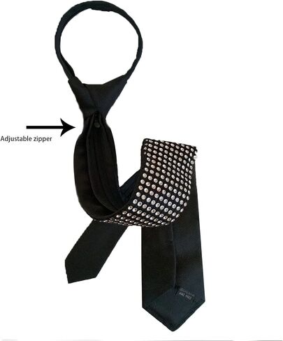 Mens Sequin Skinny Tie - MJ Michael necktie Great for Weddings,Halloween Sparkle Necktie, Mens Adjustable Zipper NeckTie in Saudi Arabia