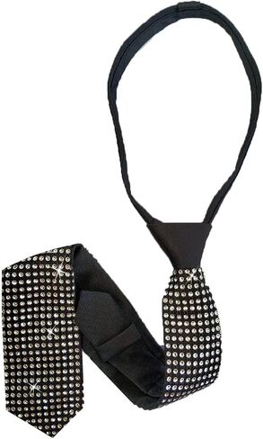 Mens Sequin Skinny Tie - MJ Michael necktie Great for Weddings,Halloween Sparkle Necktie, Mens Adjustable Zipper NeckTie in Saudi Arabia