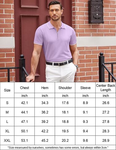 COOFANDY Men's Zipper Polo Shirt Casual Knit Short Sleeve Polo T Shirt Classic Fit Shirts in Kuwait