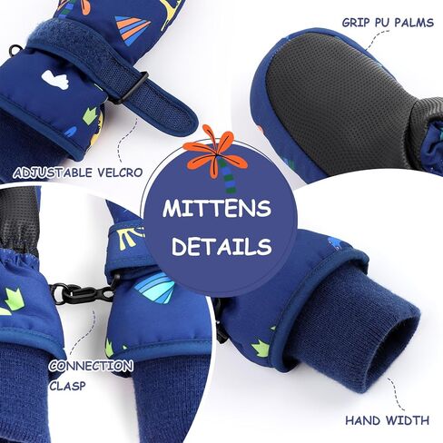 Duoyeree Waterproof Kids Mittens Gloves with Fleece Lined for Boys Girls Winter Snow Skiing Thick Insulated for Cold Weather in Kuwait