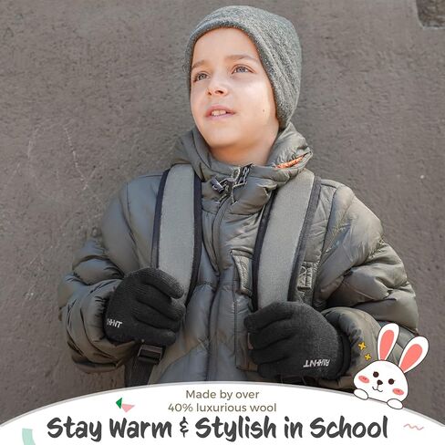 Kids Winter Gloves for Boys Girls Children Toddler Thermal Wool Knit Gloves with Insulated Fleece Lining Keep Hand Warm Gift in Kuwait