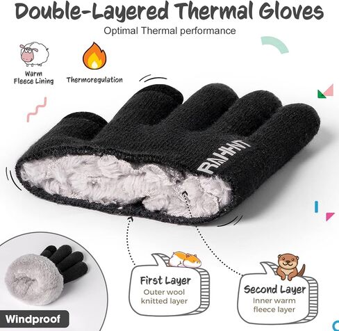 Kids Winter Gloves for Boys Girls Children Toddler Thermal Wool Knit Gloves with Insulated Fleece Lining Keep Hand Warm Gift in Kuwait