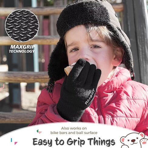 Kids Winter Gloves for Boys Girls Children Toddler Thermal Wool Knit Gloves with Insulated Fleece Lining Keep Hand Warm Gift in Kuwait