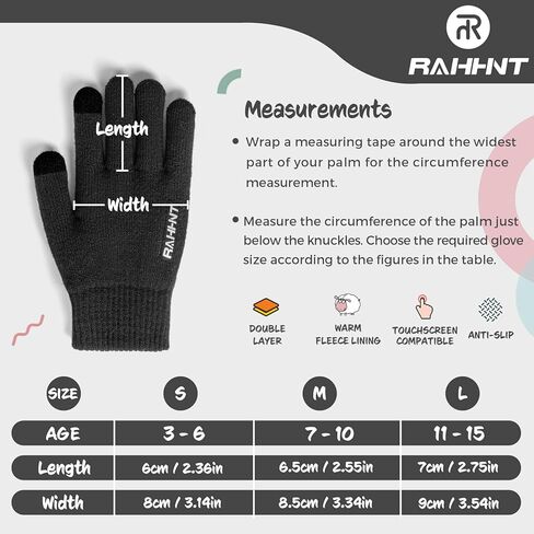 Kids Winter Gloves for Boys Girls Children Toddler Thermal Wool Knit Gloves with Insulated Fleece Lining Keep Hand Warm Gift in Kuwait