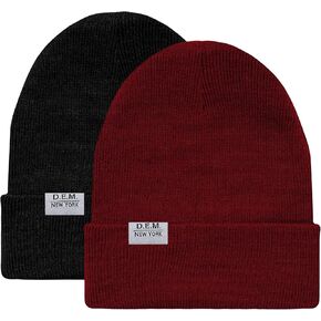 D.E.M. New York Unisex Beanie Hats - 2 Pack- Hat - Skull Caps Knit Beanie for Winter