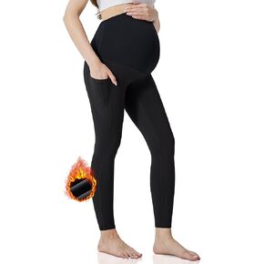 سراويل الأمومة المبطنة بالصوف النشطة ملابس أكتيفيوير الشتوية الدافئة للحمل مع جيوب in Kuwait