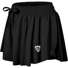 Wsirmet Womens Flowy Athletic Shorts 2 in 1 Workout Running Yoga Shorts Summer Spandex Shorts Butterfly Skirts Cute Clothes