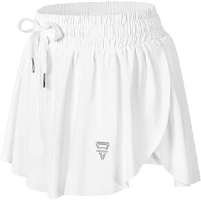 Wsirmet Womens Flowy Athletic Shorts 2 in 1 Workout Running Yoga Shorts Summer Spandex Shorts Butterfly Skirts Cute Clothes