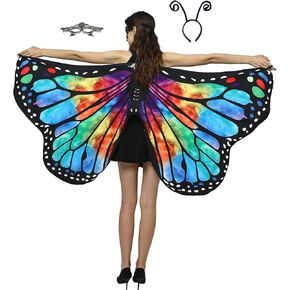 CISMARK Adult Butterfly Wings for Women,Fairy Ladies Halloween Party Costume Accessory 3 PCS/SET
