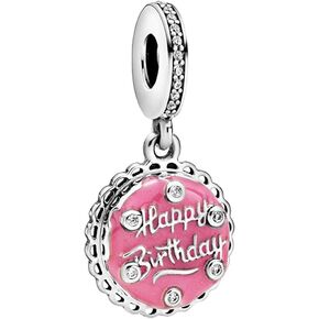 Annmors Jewelry Birthday Charms for Woman-925 Sterling Silver Dangle Pendant Bead with Cubic Zirconia,Girl Jewelry Beads DIY Gifts for Women Bracelet & Necklace