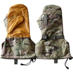 Winter Fleece Insulated Arctic Cold Weather Triger Finger Leather Mittens & Wool Liners